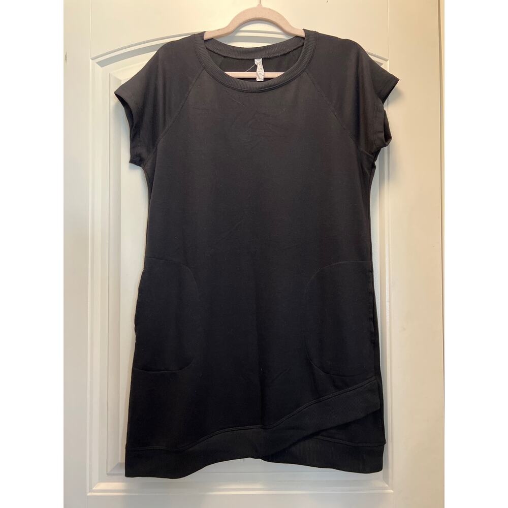 Ideology Women’s Crew Neck Short Sleeve Pullover Casual Pocket Dress‎ Sz M Black